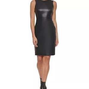 Calvin Klein size 14 vegan leather sheath dress.